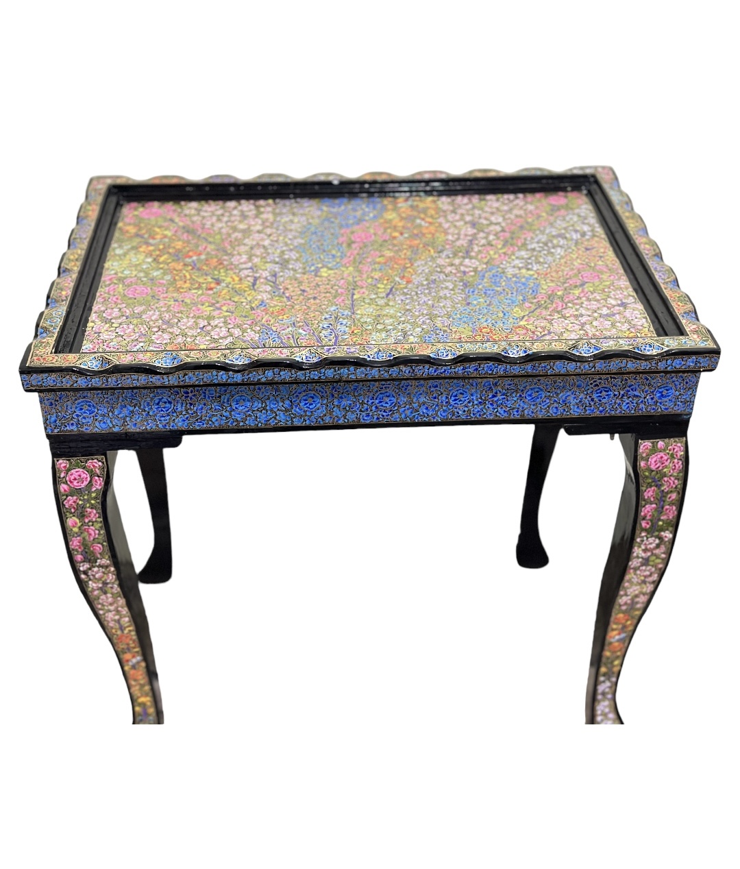 Paper Mache Table , Hand Painted Vintage Papier mache